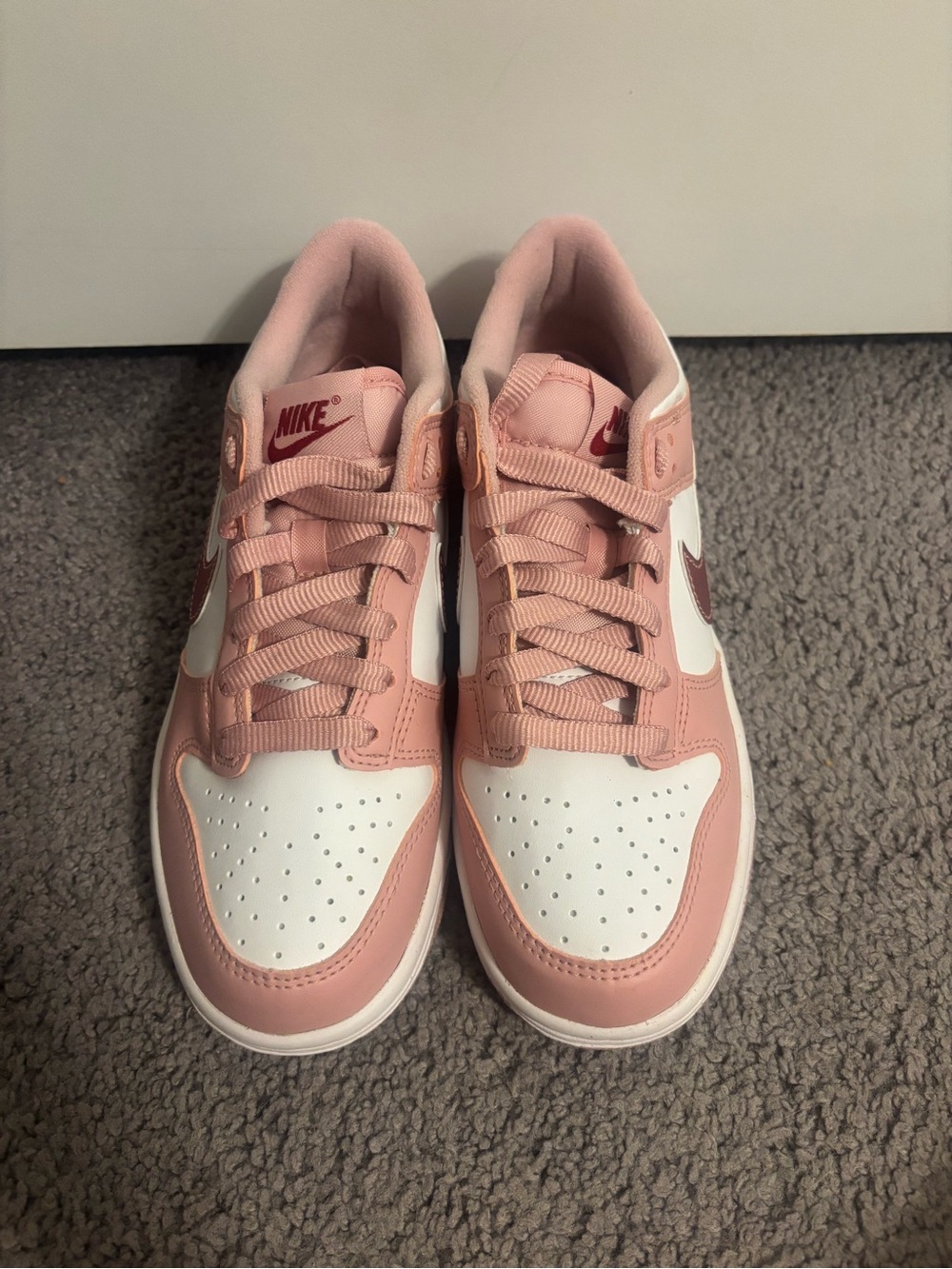 Nike Pink and White Low-Top Sneakers